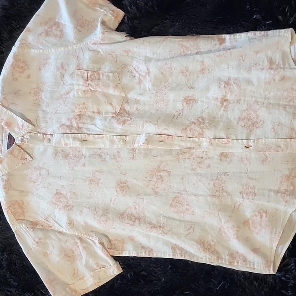 Weatherproof Vintage Linen Shirt with Pink Floral Pattern